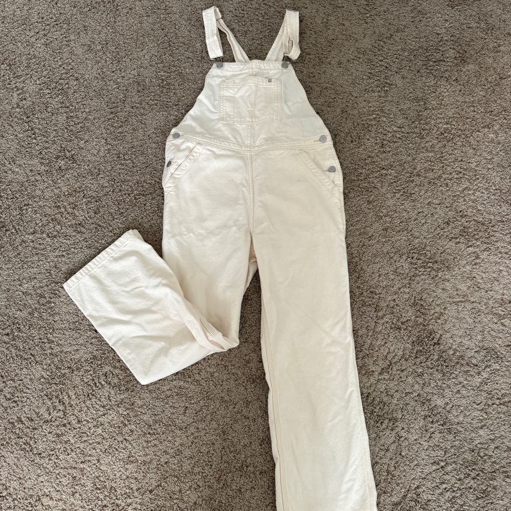 Everlane Size 6 White Denim Overalls